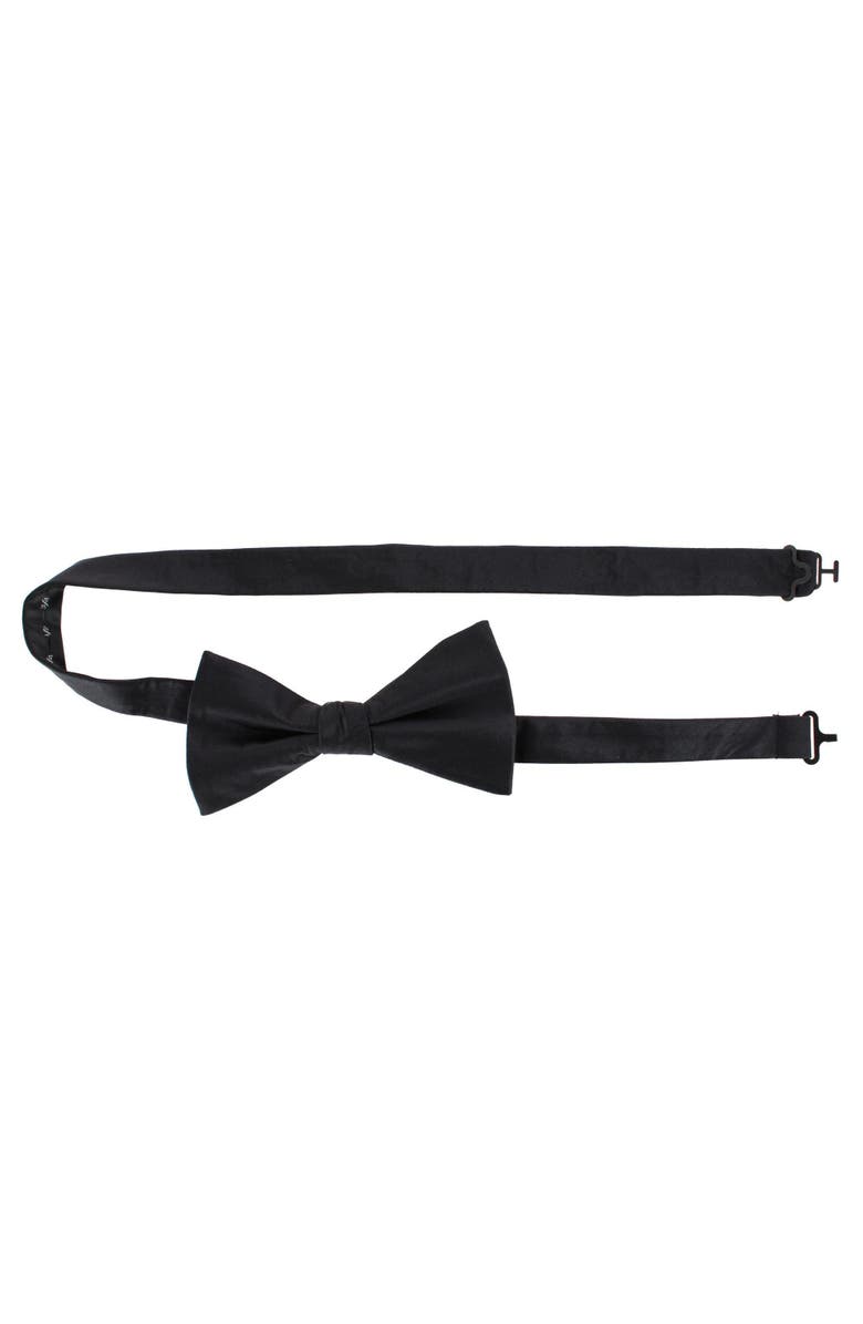 Trafalgar Big & Tall Sutton Solid Color Silk Bow Tie, Alternate, color, Black