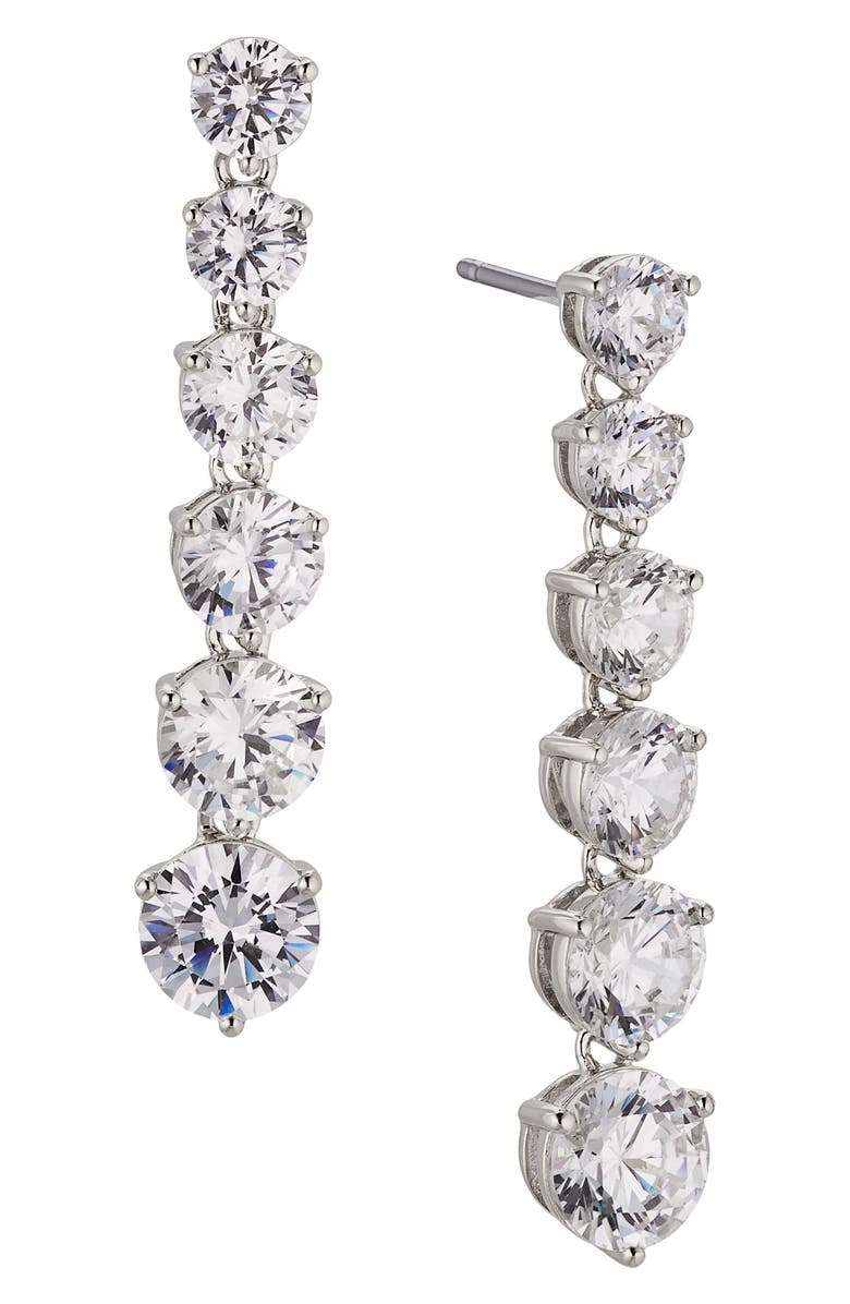 Nadri Graduated Cubic Zirconia Linear Drop Earrings, Main, color, 