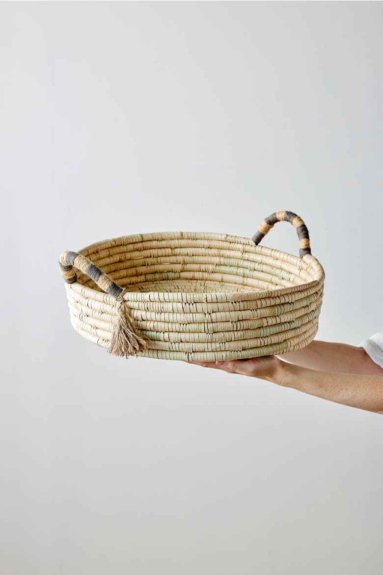 Natural Banded Betty Tray with Tassel, Main, color, Natural