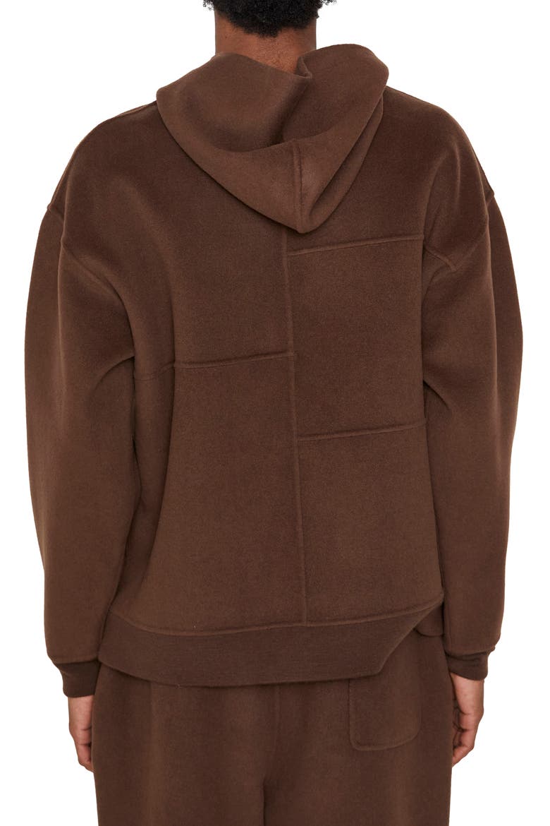 Double Face Wool Blend Hoodie, Alternate, color, WOOD
