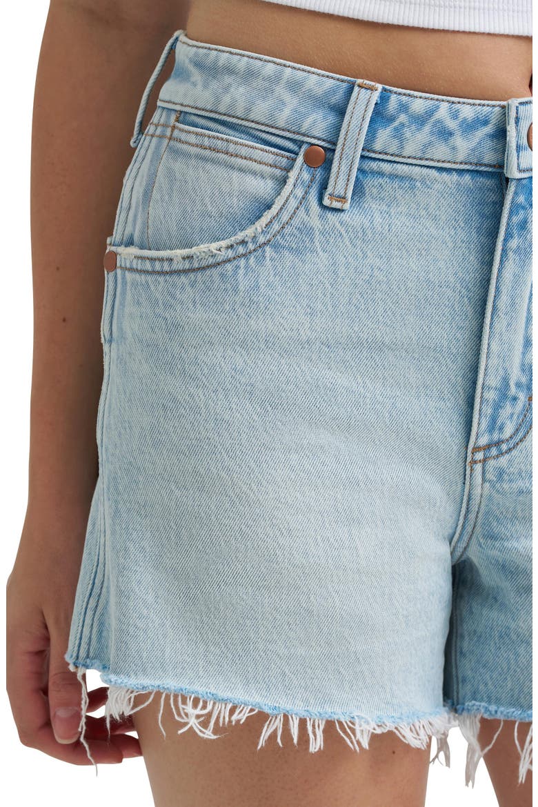 Cowboy Embellished High Waist Denim Cutoff Shorts, Alternate, color, MARA