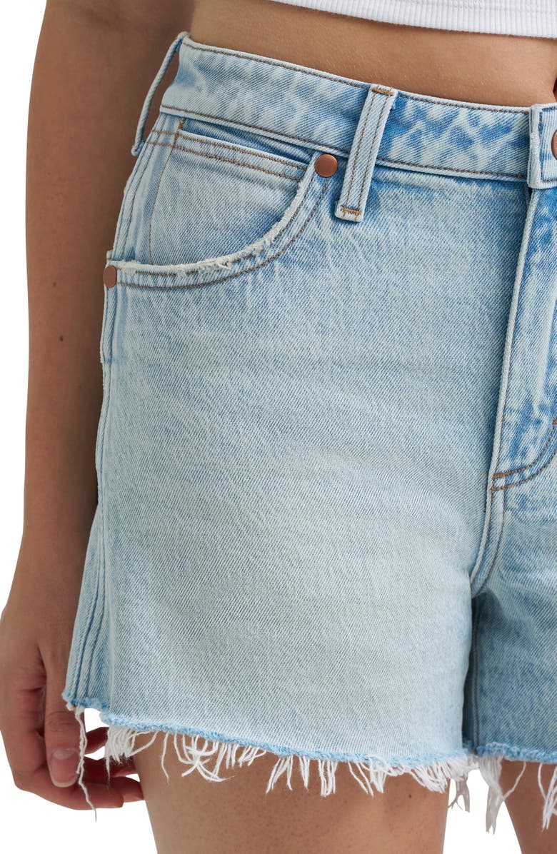 Wrangler Cowboy Embellished High Waist Denim Cutoff Shorts, Alternate, color, 