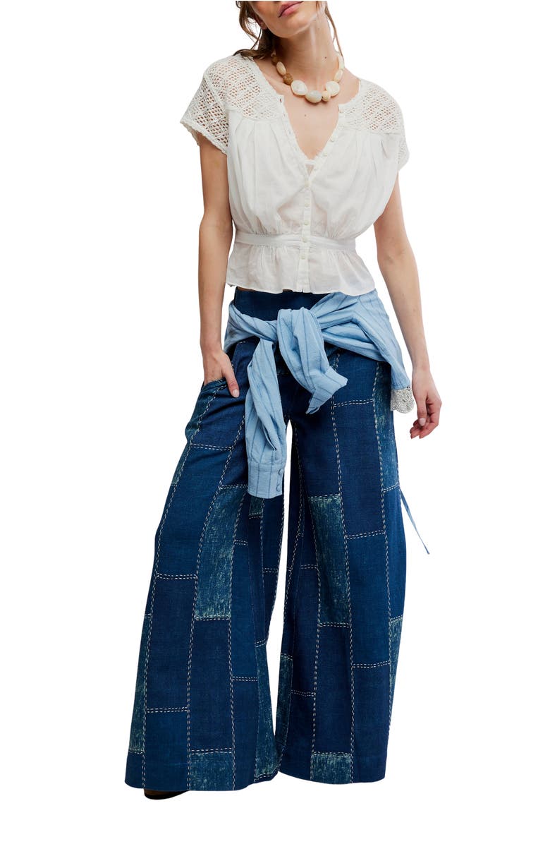 Free People Gemma Embroidered Button-Up Babydoll Top, Alternate, color, 