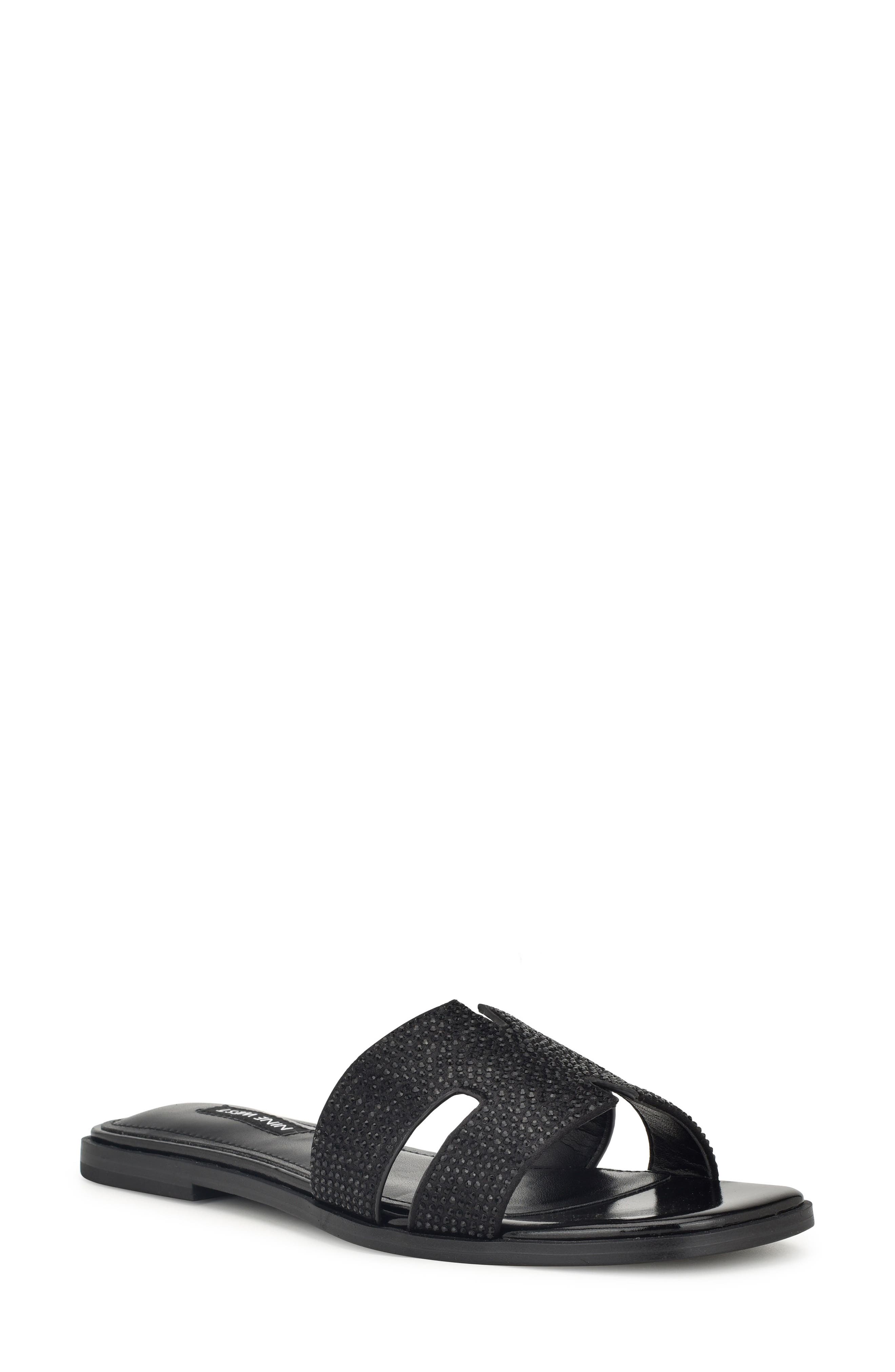Nine West Giselle Flat Sandal, Main, color, Black