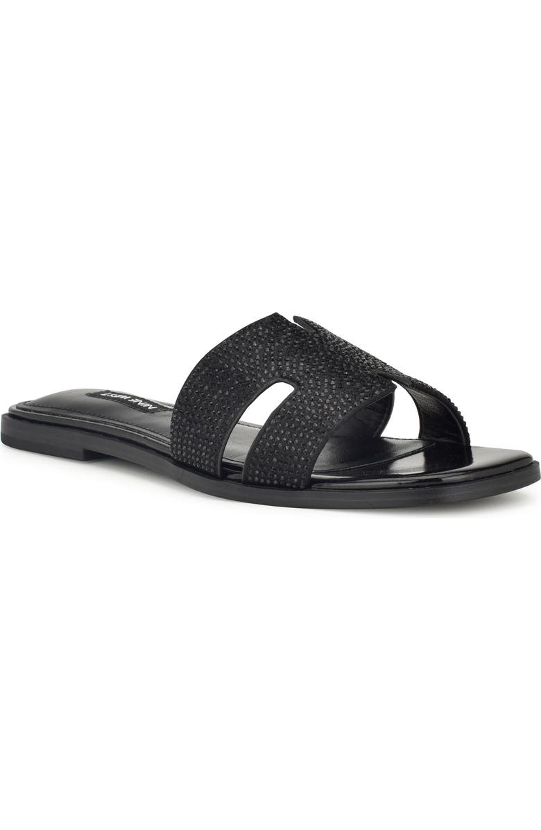 Nine West Giselle Flat Sandal, Main, color, Black
