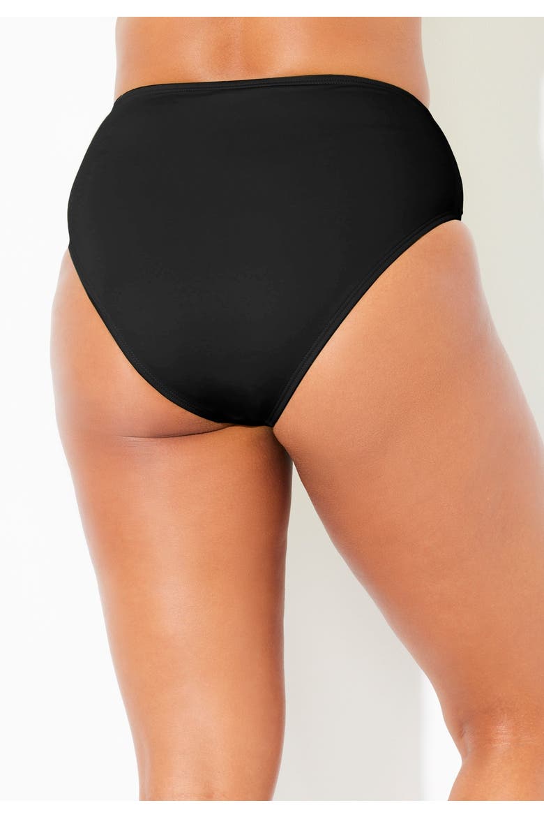 High Waist Chain Accent Tummy Control Swim Brief, Alternate, color, Black