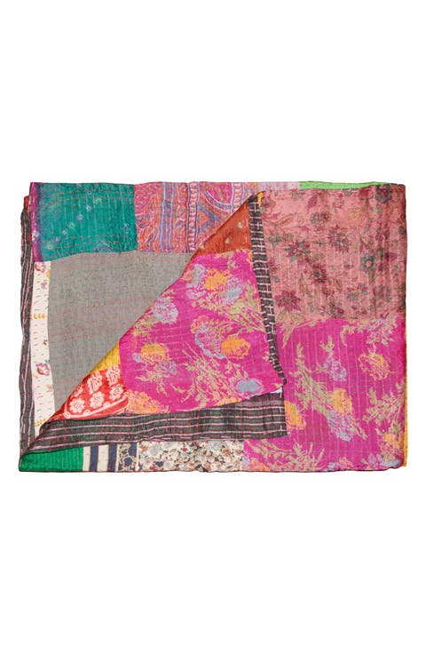 Kantha Silk Blend Throw Blanket