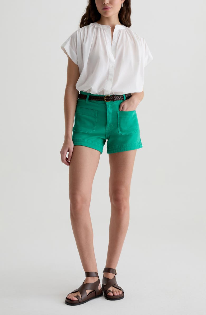 AG Daisy Patch Pocket Denim Shorts, Alternate, color, Kelly Green