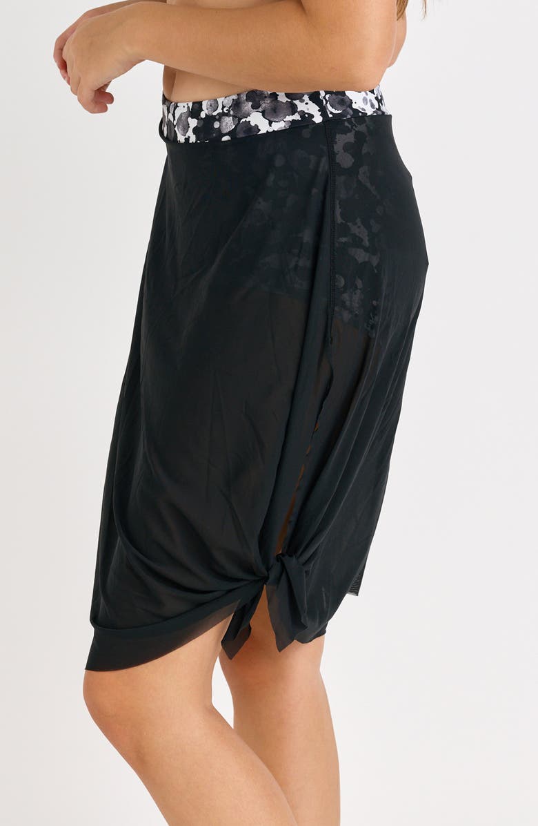 Calypsa Plus Size 3in1 Swim Skirt With Attached Shorts, Alternate, color, Black/Rocky Road