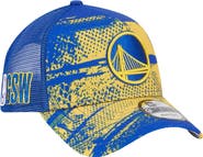 New Era Men's New Era Royal/Gold Golden State Warriors Tip Off A-Frame Trucker 9FORTY Adjustable Hat