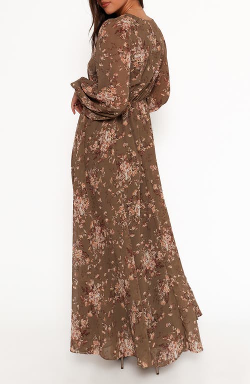 Petal And Pup Petal & Pup Anisa Long Sleeve Floral Maxi Dress In Brown