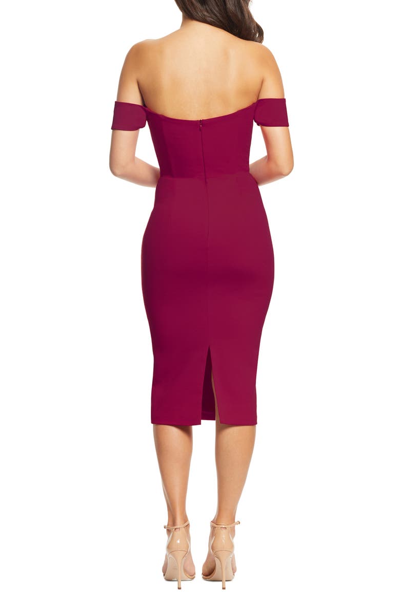 Bailey Off the Shoulder Body-Con Dress, Alternate, color, DARK MAGENTA