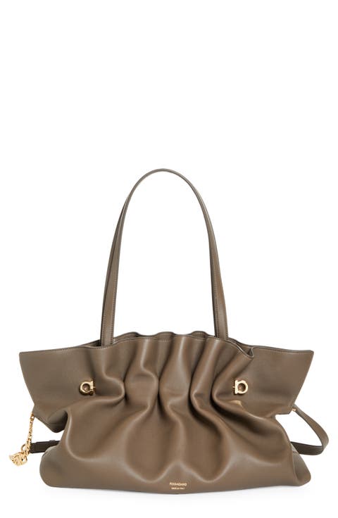 Large Gancio Piercing Soft Leather Shoulder Bag