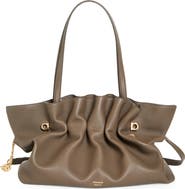 FERRAGAMO Large Gancio Piercing Soft Leather Shoulder Bag