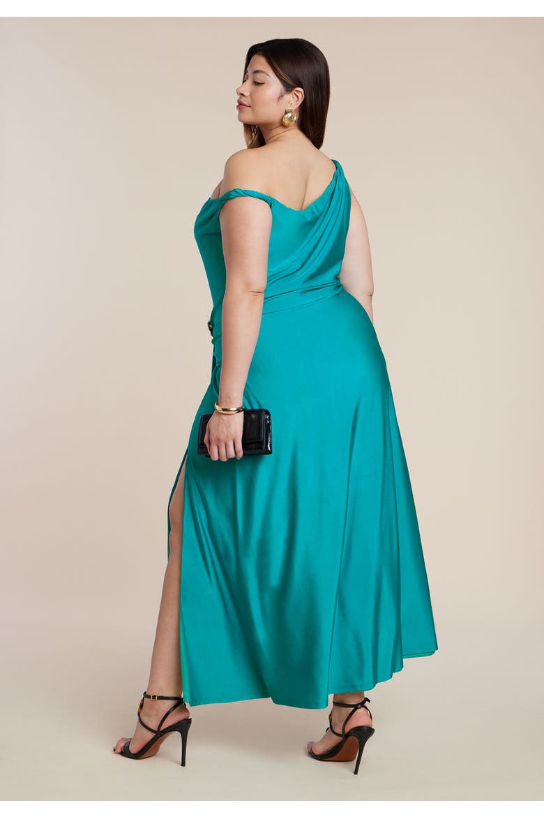 Patbo X Eloquii Asym Neckline Maxi Dress, Alternate, color, BAYOU