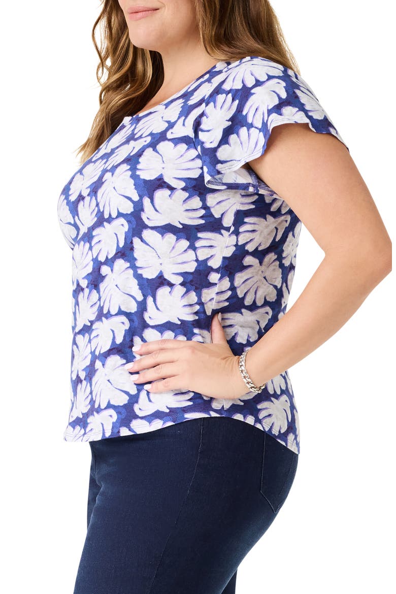 Shadow Palm Flutter Sleeve T-Shirt, Alternate, color, BLUE MULTI