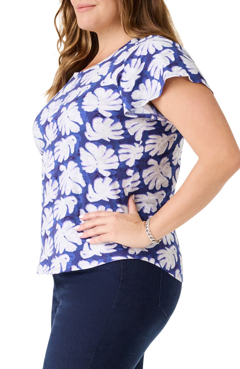 NZT by NIC+ZOE Shadow Palm Flutter Sleeve T-Shirt, Alternate, color, Blue Multi