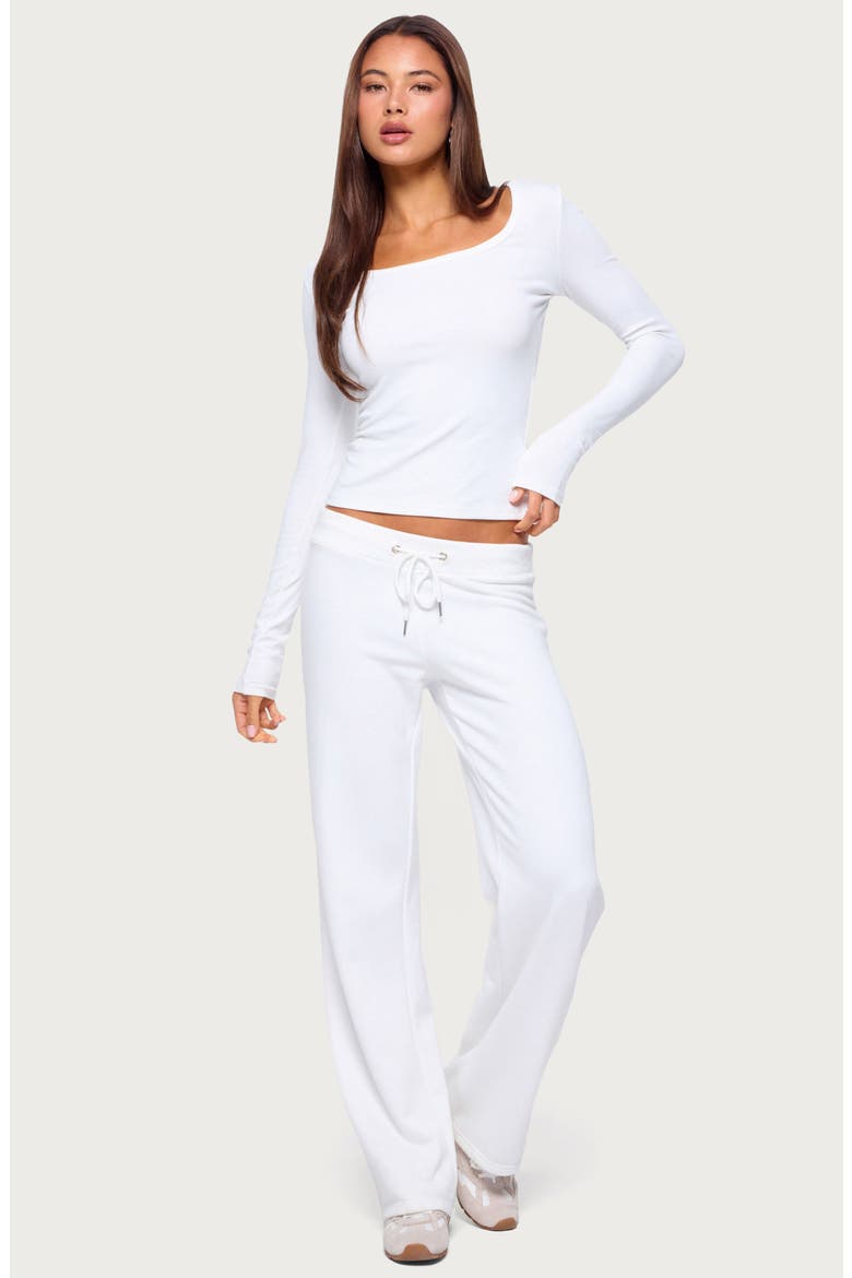 Flossy Ribbed Long Sleeve T-Shirt, Alternate, color, WHITE