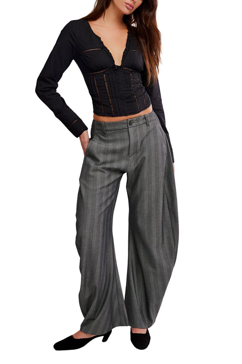 Frankie Long Sleeve Ladder Stitch Corset Top, Alternate, color, BLACK