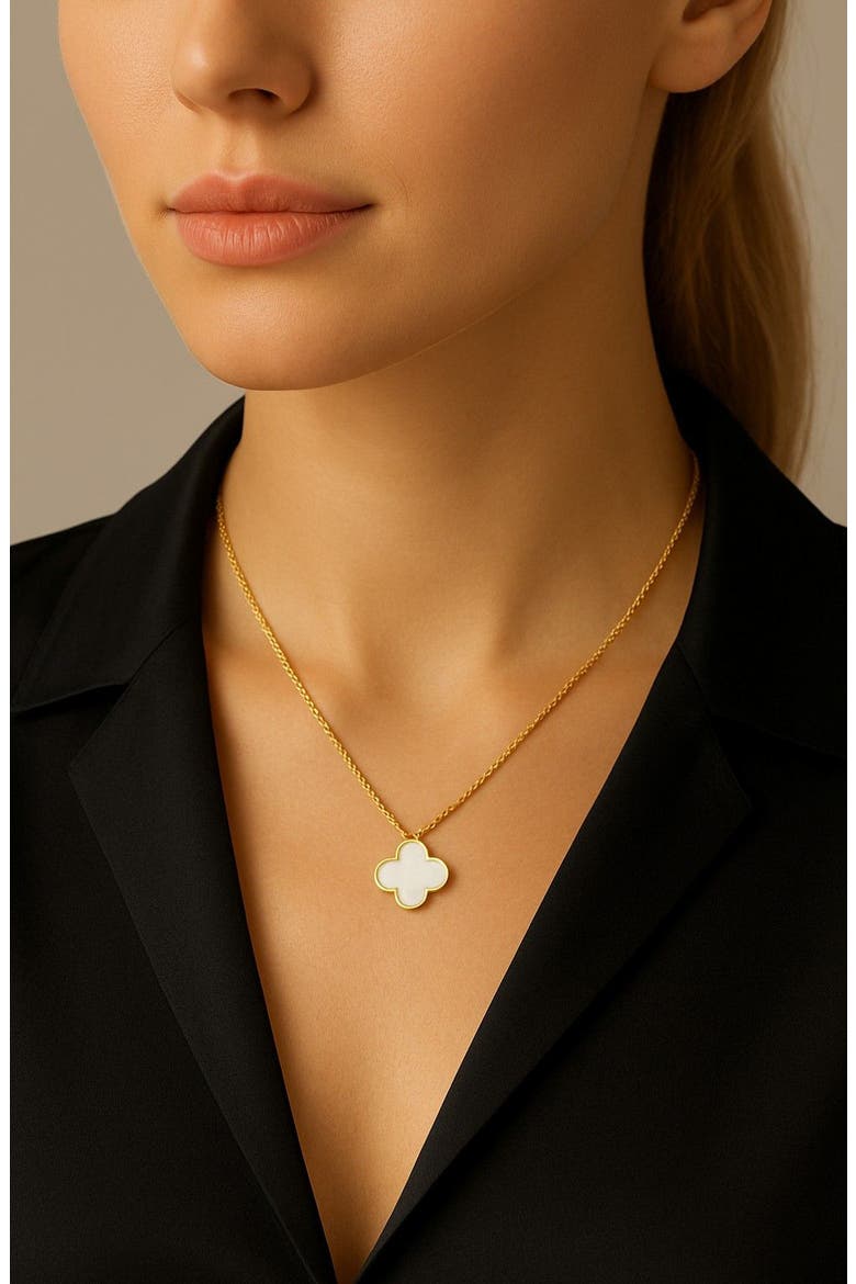 Clover Pendant Necklace, Alternate, color, GOLD/ PEARL