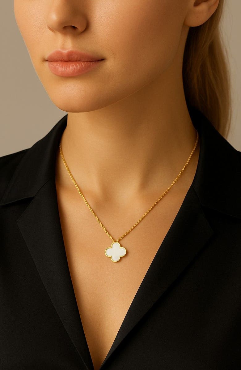 GABI RIELLE Clover Pendant Necklace, Alternate, color, Gold/ Pearl