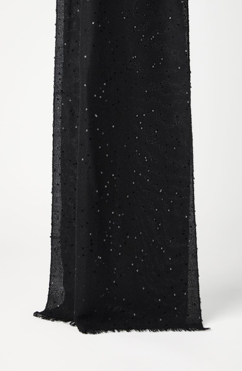 Brunello Cucinelli Cashmere and silk Diamond yarn scarf, Alternate, color, Black