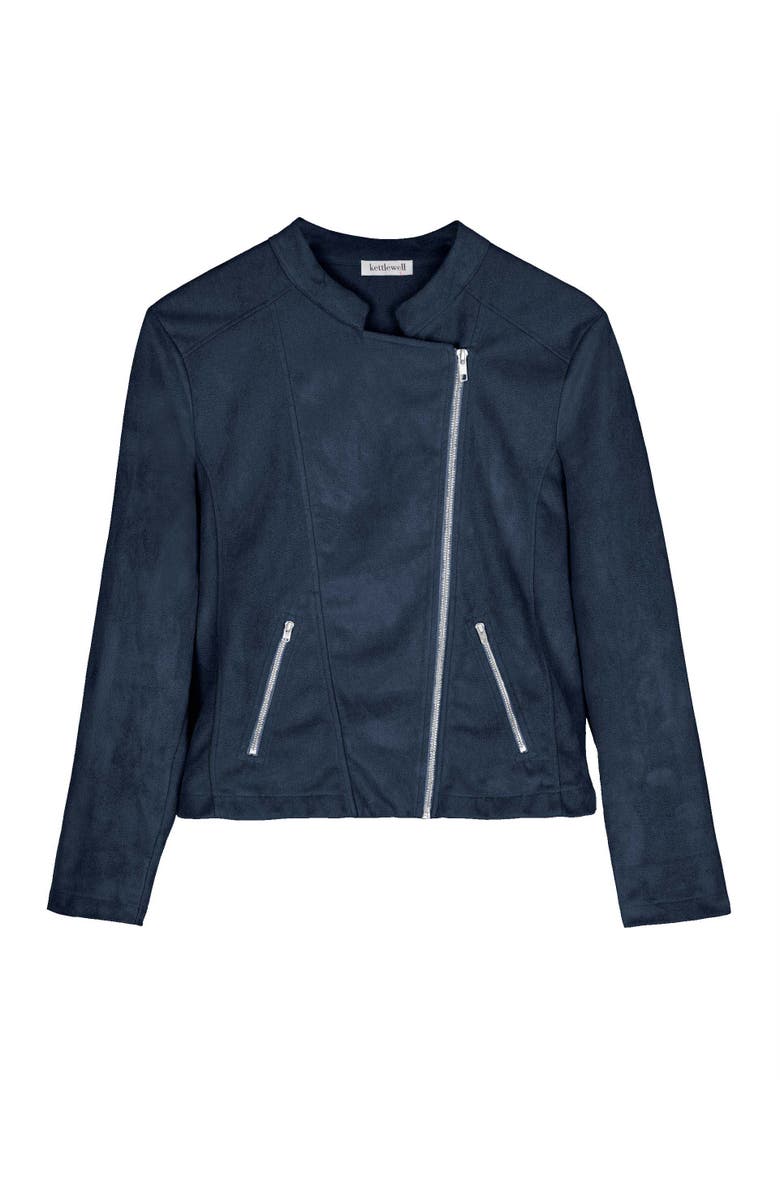 Kettlewell Rachel Cropped Biker Jacket, Alternate, color, Sultry Navy