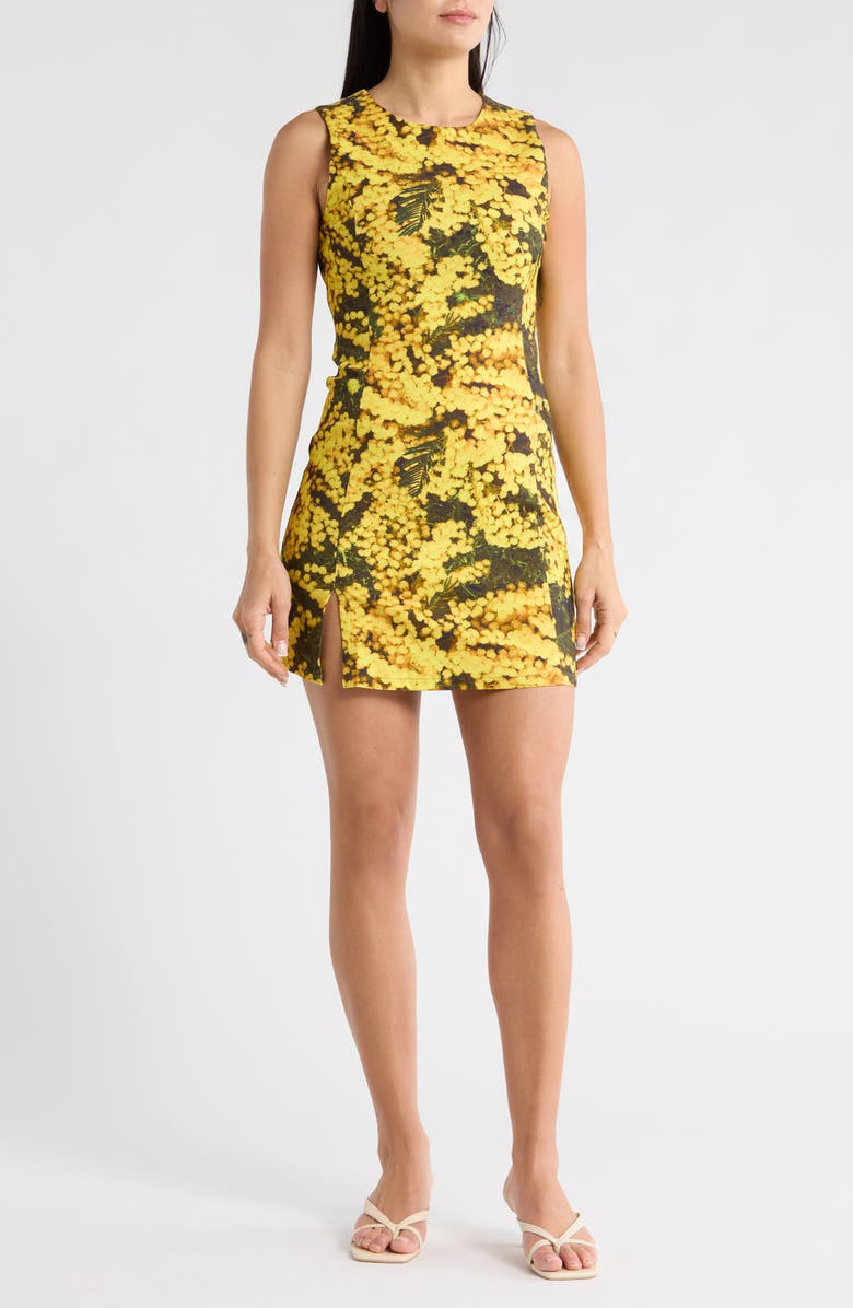 Desigual Print Fit & Flare Minidress, Main, color, Yellow