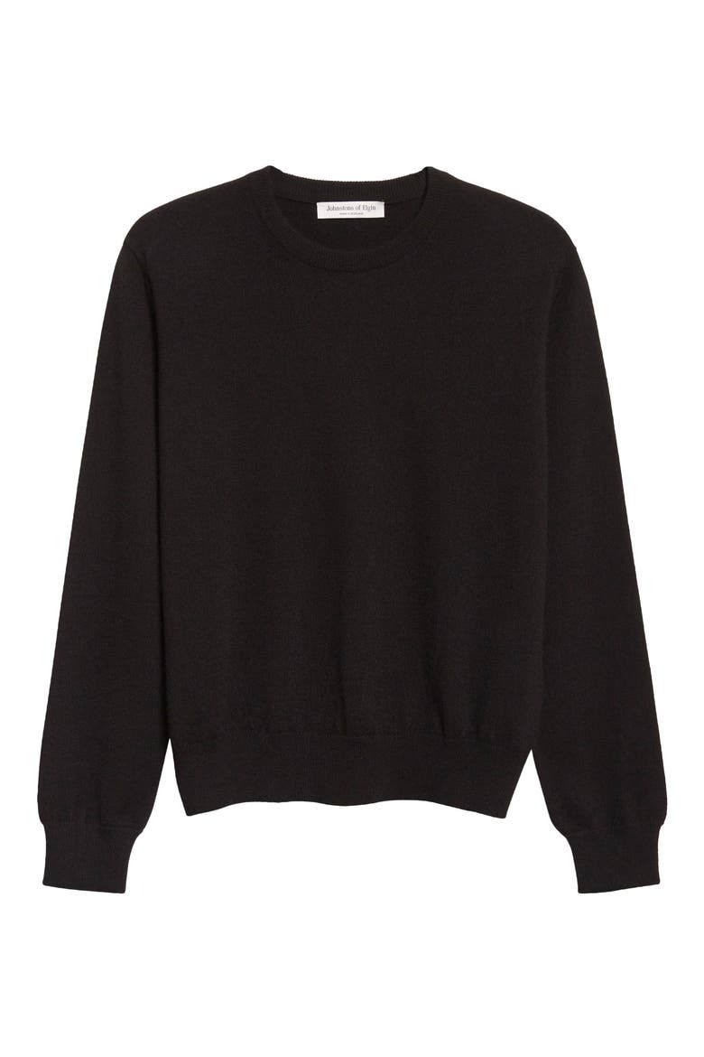 Lunan Cashmere Crewneck Sweater, Alternate, color, BLACK