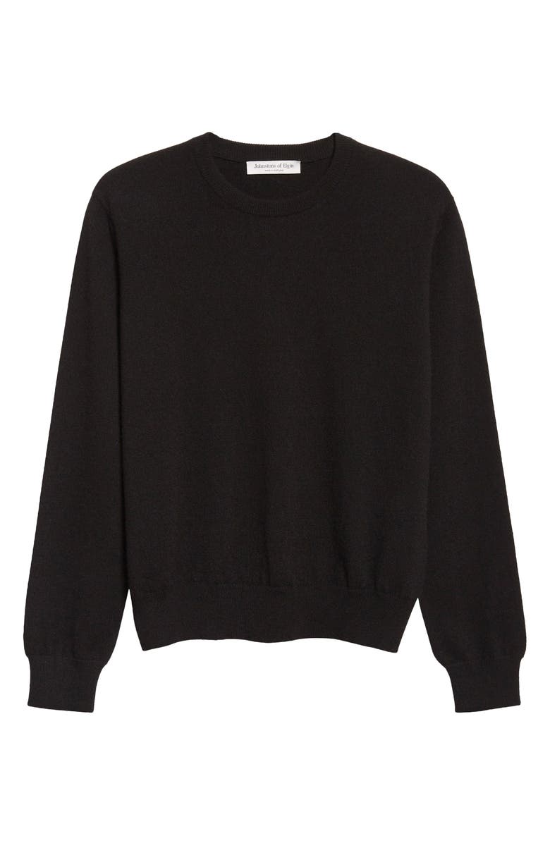 Johnstons of Elgin Lunan Cashmere Crewneck Sweater, Main, color, Black