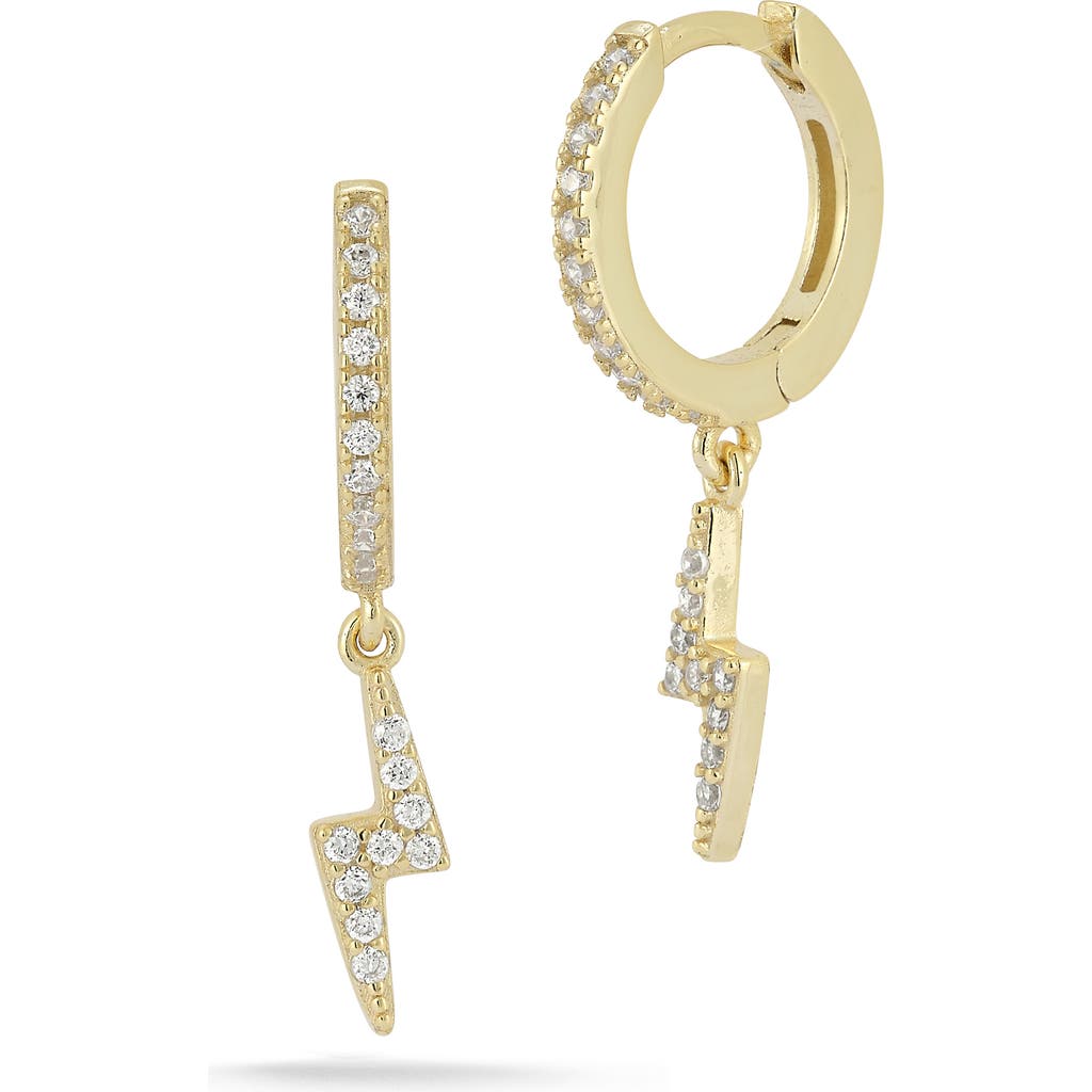 Glaze Jewelry 14k Gold Plated Silver Bolt Huggie Hoop Earrings In Gold