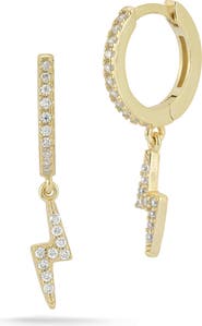 GLAZE JEWELRY 14K Gold Plated Silver Bolt Huggie Hoop Earrings