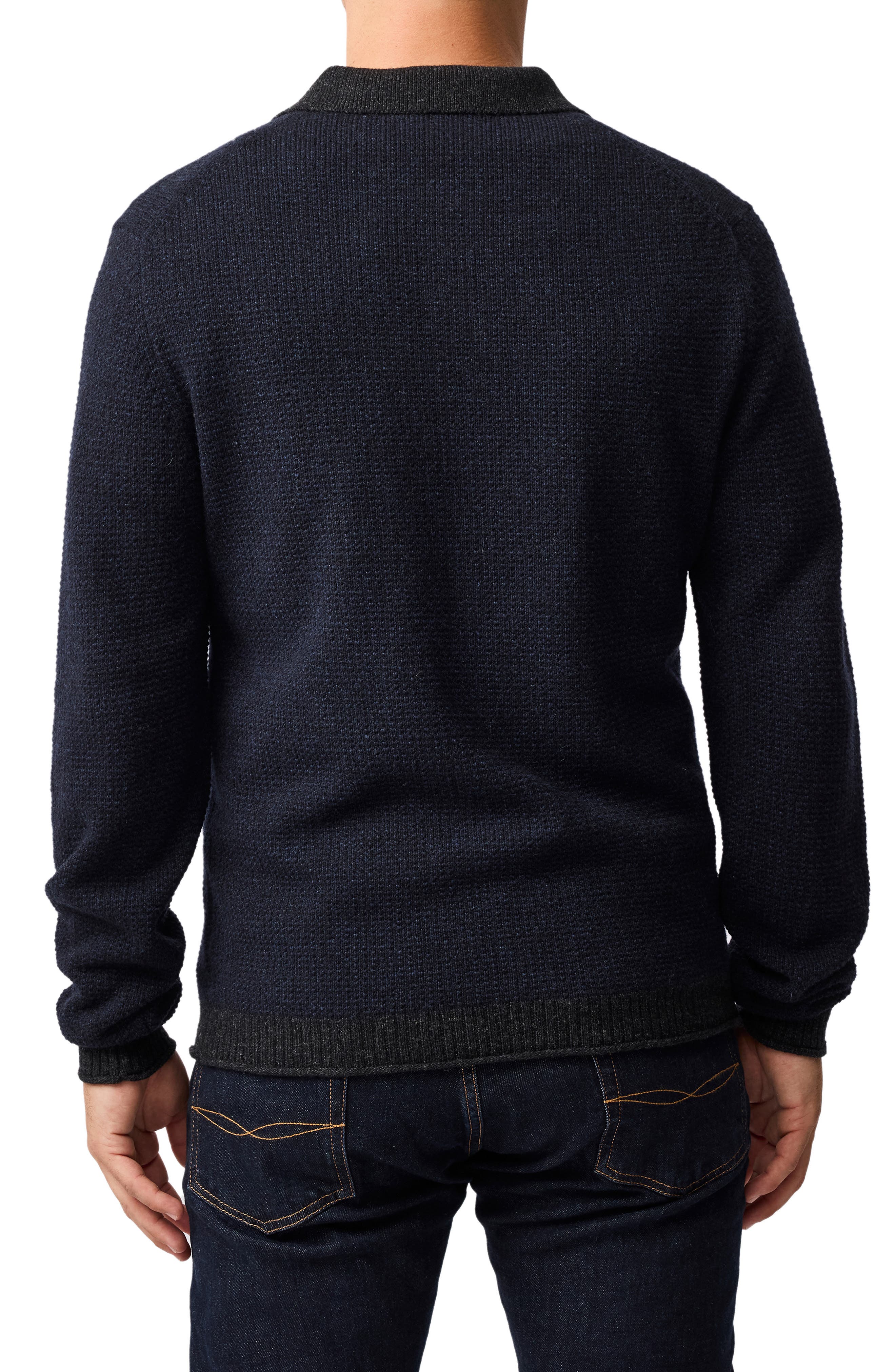 Marlin Cotton & Wool Blend Johnny Collar Sweater - image 2