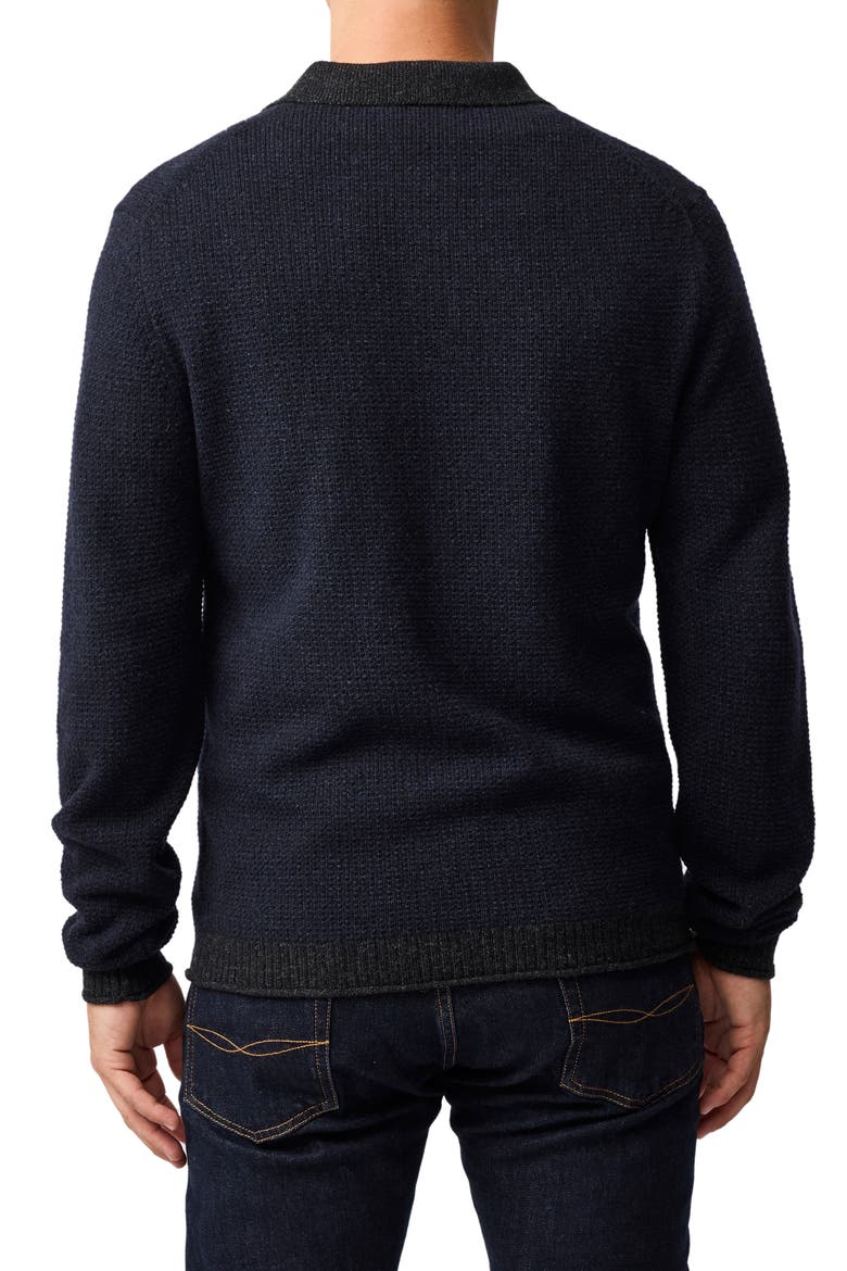 Marlin Cotton & Wool Blend Johnny Collar Sweater, Alternate, color, INDIGO