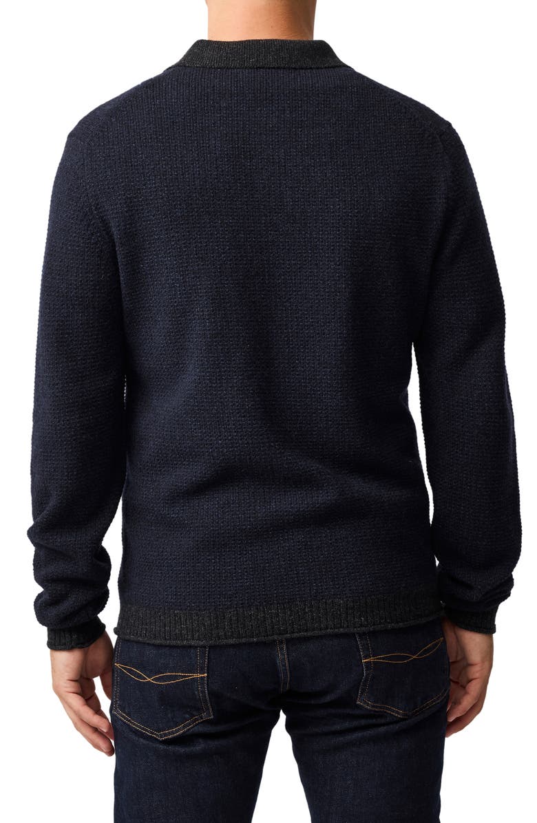 Rodd & Gunn Marlin Cotton & Wool Blend Johnny Collar Sweater, Alternate, color, Indigo