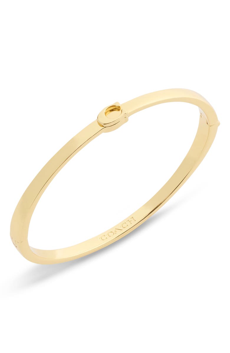 COACH Sculpted C Hinged Bangle, Alternate, color, Shiny Gold