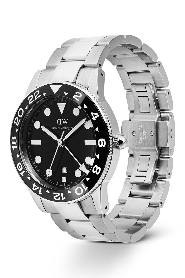 Iconic Ceramic Bezel GMT Bracelet Watch, 40mm, Alternate, color, SILVER-TONE