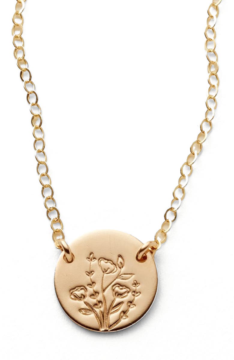 MADE BY MARY Wild Blooms Mini Zola Disc Necklace, Main, color, Gold Filled