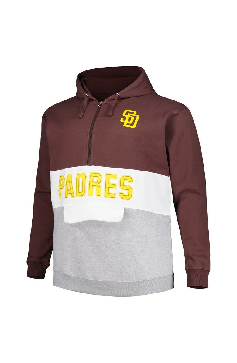 PROFILE Men's Brown/White San Diego Padres Big & Tall Fleece Half-Zip Hoodie, Alternate, color, Brown