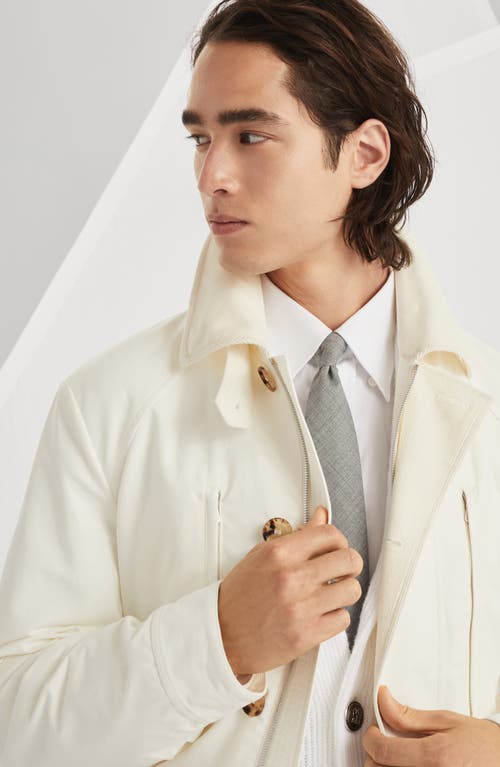 Brunello Cucinelli Water-resistant Belted Parka Jacket In Off-white