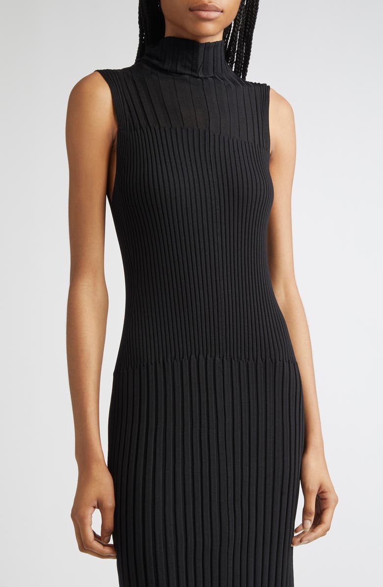 Proenza Schouler Maia Rib Midi Tank Dress, Alternate, color, Black