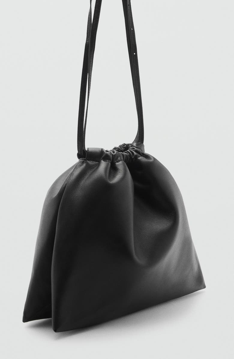 MANGO Gathered Leather Shopper Bag, Alternate, color,