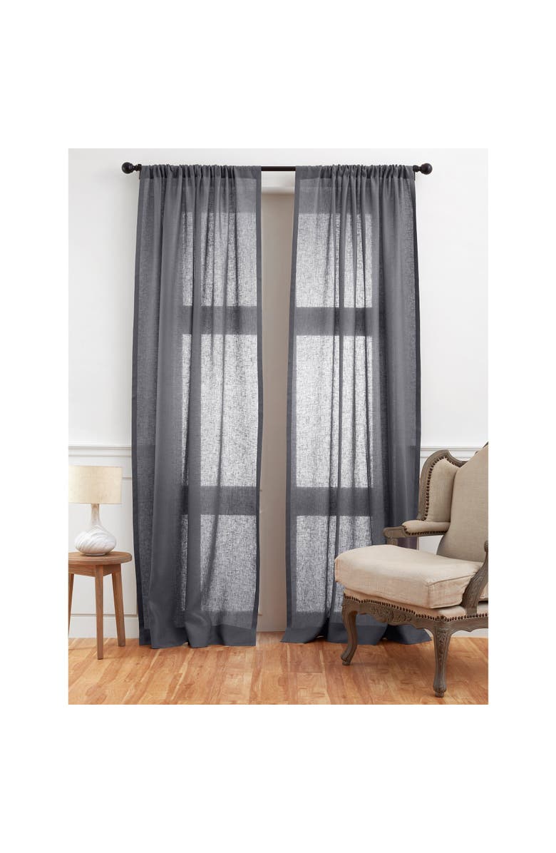 Solino Home Linen Sheer Curtain with Light Filtering Rod Pocket Curtain for Living Room, Bedroom, Alternate, color, Charcoal