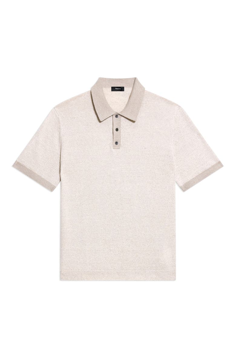 Linen & Silk Polo, Alternate, color, SILVER CLOUD
