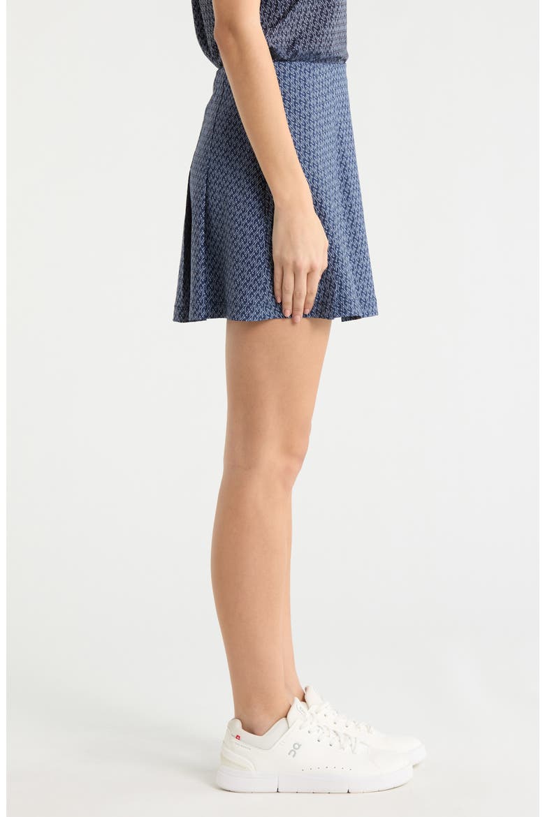 Ashe Print Pleated Performance Skirt, Alternate, color, MALTESE BLUE