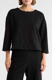 Adrianna Papell Three-Quarter Sleeve Drop Shoulder Rib Knit Top