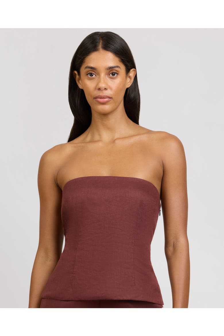Strapless Peplum Top, Main, color, Cacao
