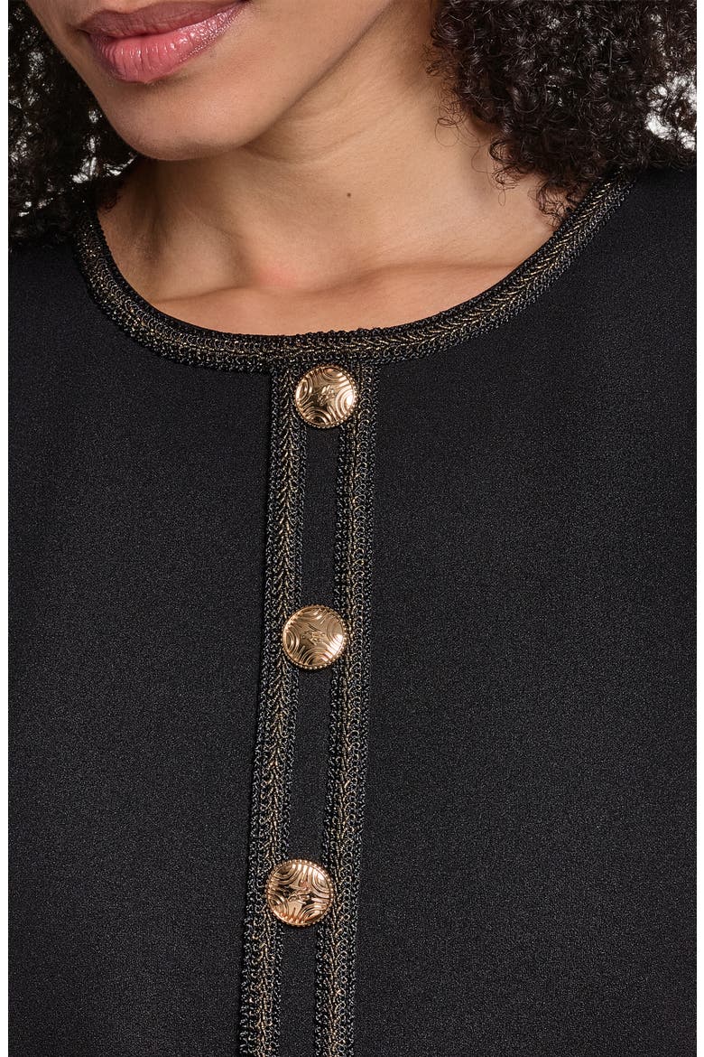 Metalllic Detail Scuba Crepe A-Line Minidress, Alternate, color, BLACK