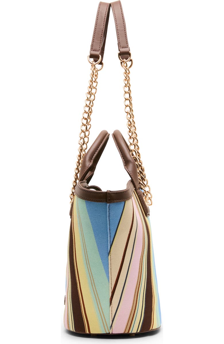 Anne Klein Stripe Double Handle Tote Bag with Pouch, Alternate, color, Sepia