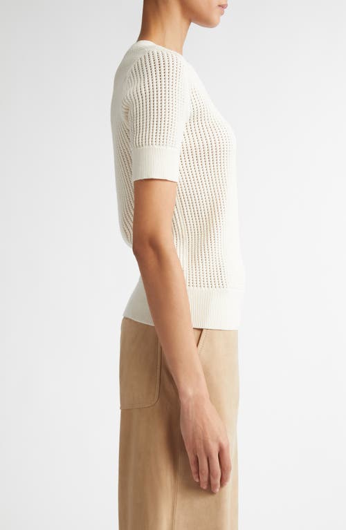 Max Mara Studio Ebbri Open Stitch Short Sleeve Sweater In White